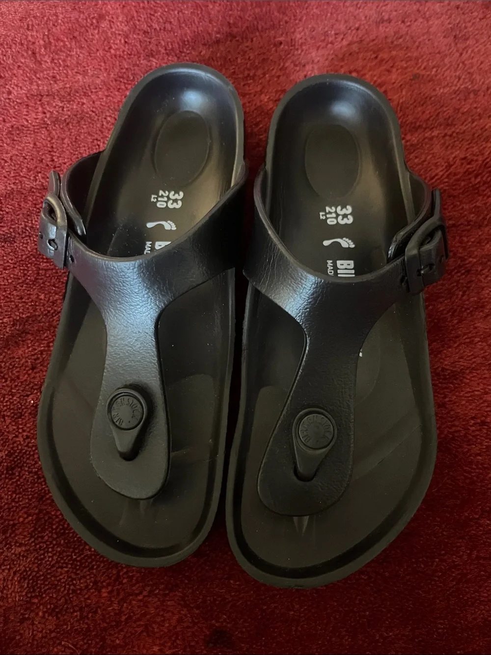 Birkenstock Kids Black EVA Thong Sandals with Adjustable Strap